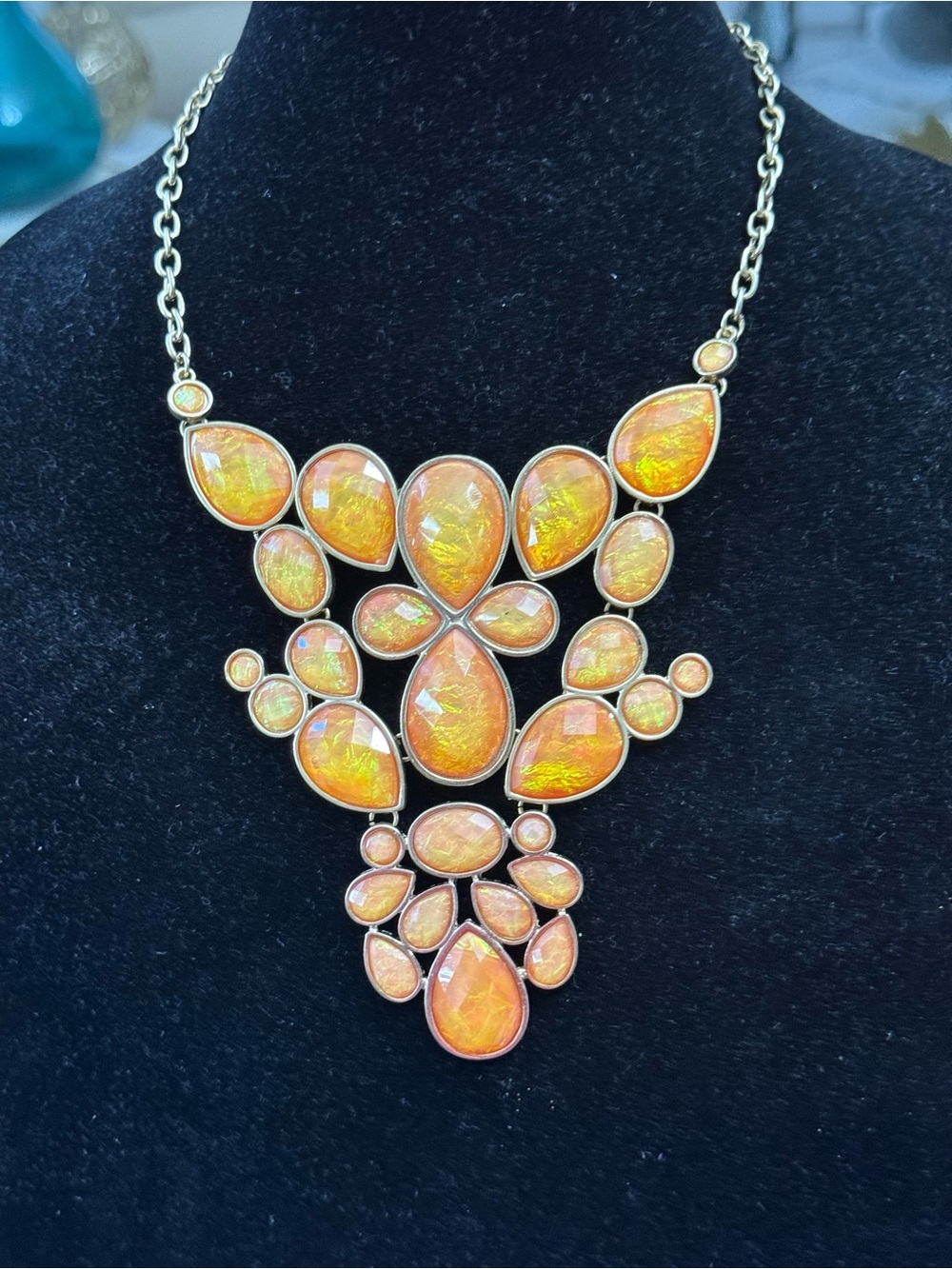 Gold-Tone Orange Statement Necklace - Women Jewelry